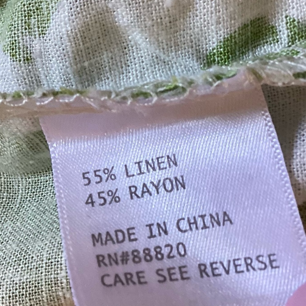 Rachel Zoe NWT Leafy Green and White print Linen Blend Joggers Size XS - Picture 10 of 12